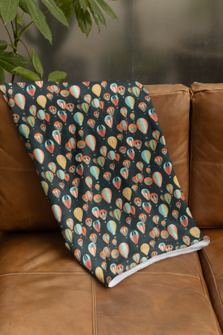 Retro Hot Air Balloon - Velveteen Plush Blanket